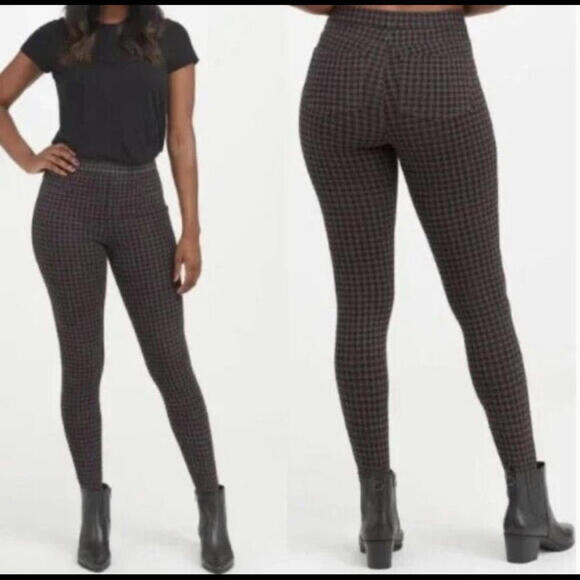 SPANX gray black houndstooth skinny stretch pants - Picture 3 of 6